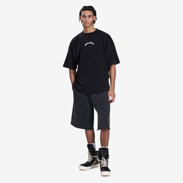 Mens Palm Angels Back Curved Logo Over T-Shirt in Black