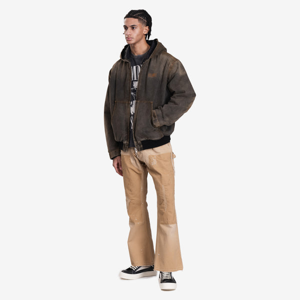 Maison Margiela MM6 Mens Worker Zip Hoody in Brown