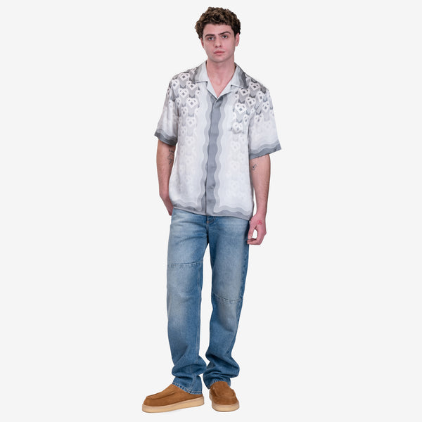 Mens Casablanca - Gradient Heart Monogram Short Sleeve Silk in Grey