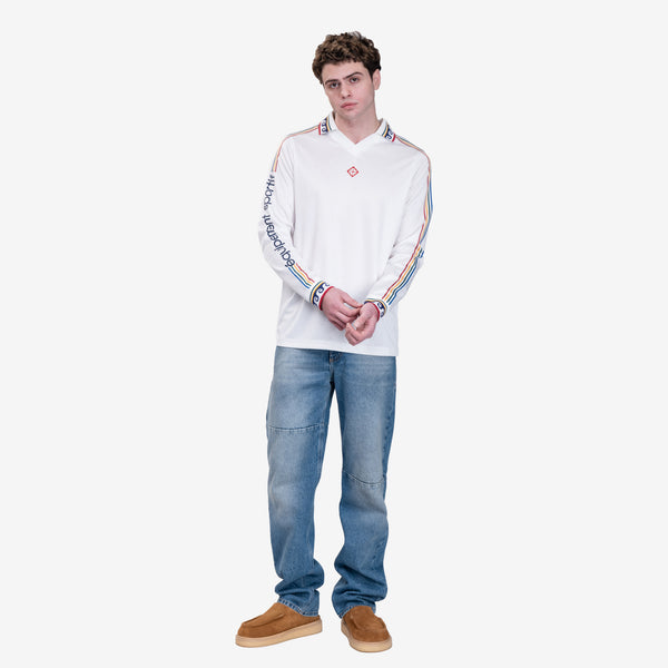 Mens Casablanca Monogram Long Sleeve Football Shirt in Bright White