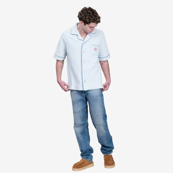 Mens Casablanca Towelling Monogram SS Shirt in Light Blue