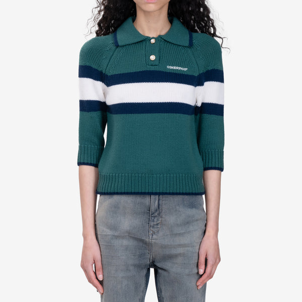 Womens Casablanca Paris Colour Block Polo in Green