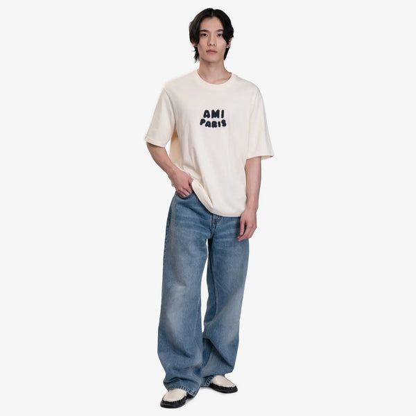 AMI PARIS Mens Ami Paris Patch T-Shirt in White Cream