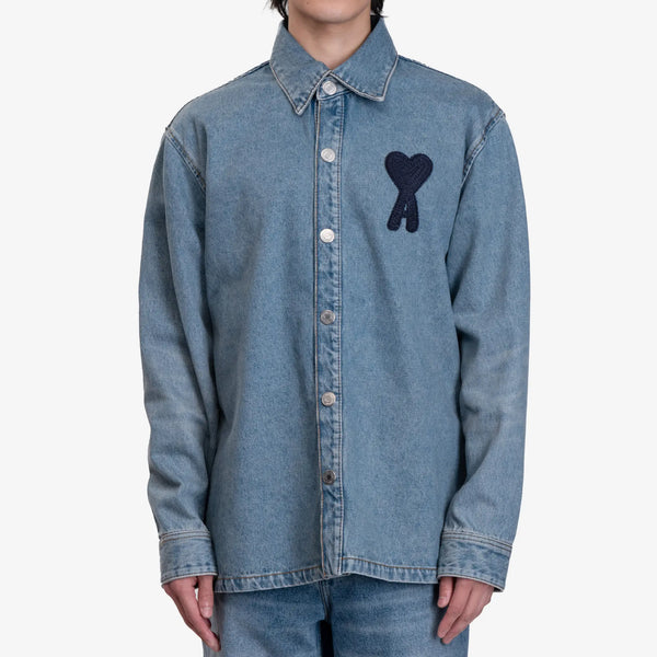 Ami Paris Mens ADC Overshirt in Used Blue