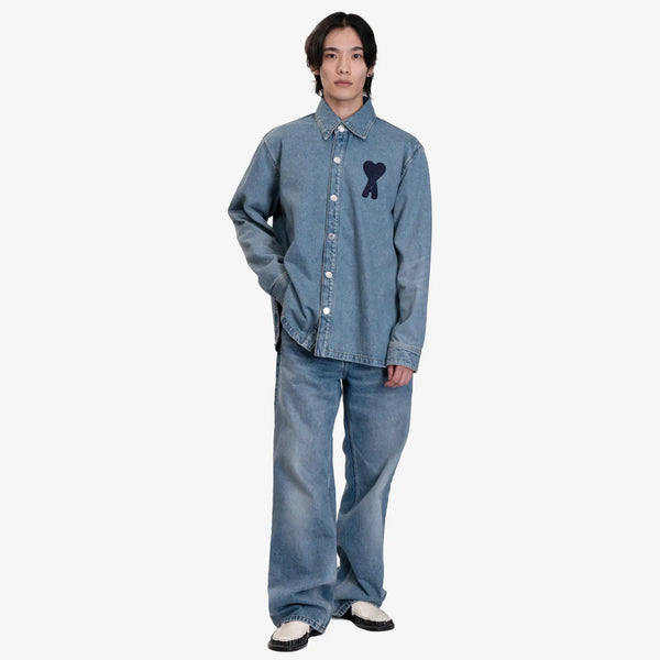 Ami Paris Mens ADC Overshirt in Used Blue
