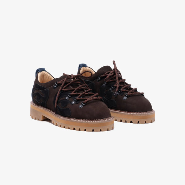 Kidsuper Mens Patchwork Eye Hiking Boots in Brown