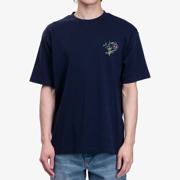 Drôle de Monsieur Mens Le T-Shirt Slogan Esquisse in Navy