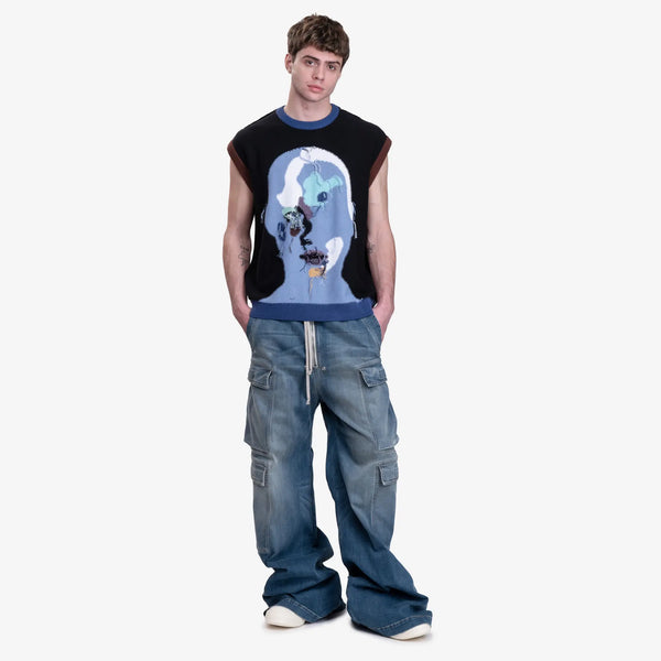 Rick Owens DRKSHDW Womens Double Cargo Jumbo Bela Pants Washed Indigo